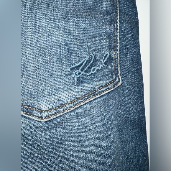 $100 Karl Lagerfeld Paris The Karl Blue Logo Tape Skinny Jeans Size 8 - Picture 9 of 16